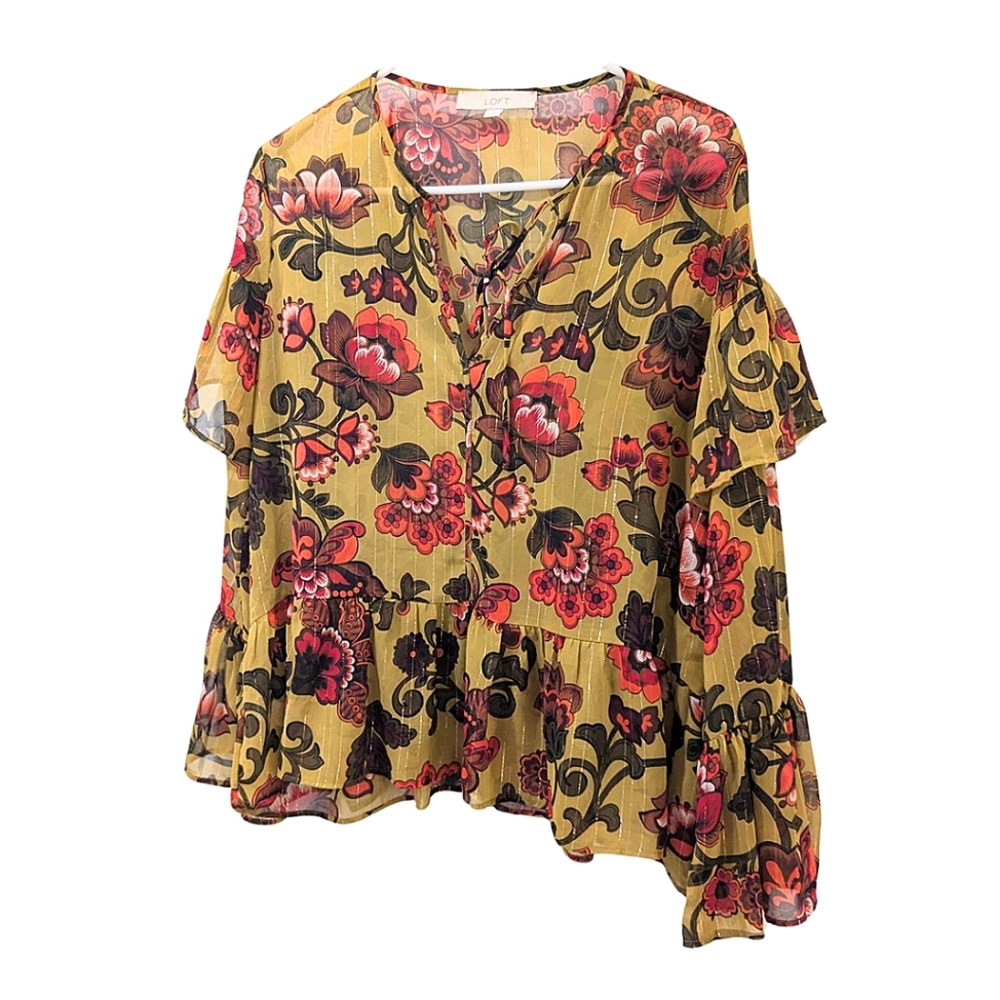 Ann Taylor Loft Floral Women's Top in Red and Black